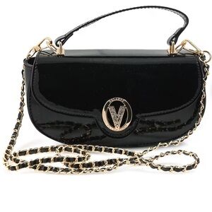 Valentino Orlandi Black Patent Vegan Leather Crossbody